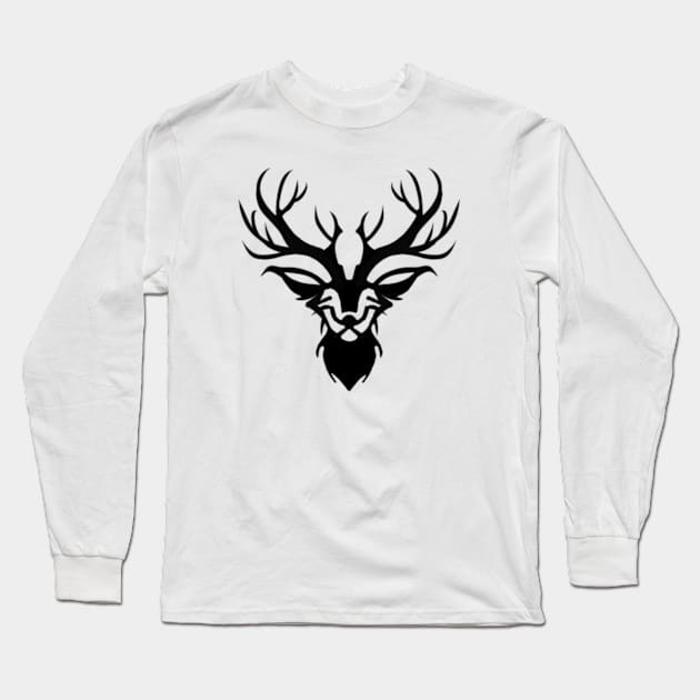 Reindeer Silhouette Long Sleeve T-Shirt by Pieartscreation